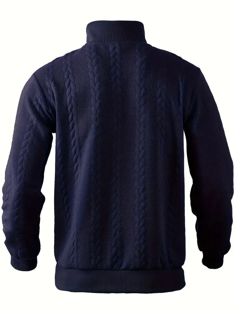 Brit & Boho™️ | Casual Jacquard Quarter-Zip Pullover Brit & Boho | Fashion & Boutique