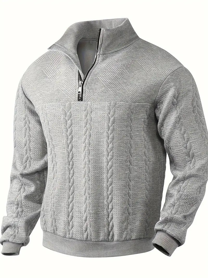 Brit & Boho™️ | Casual Jacquard Quarter-Zip Pullover Brit & Boho | Fashion & Boutique