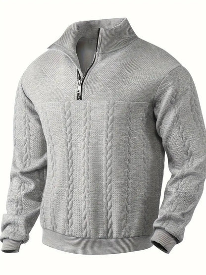 Brit & Boho™️ | Casual Jacquard Quarter-Zip Pullover Brit & Boho | Fashion & Boutique