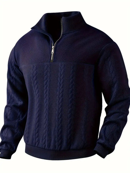 Brit & Boho™️ | Casual Jacquard Quarter-Zip Pullover Brit & Boho | Fashion & Boutique