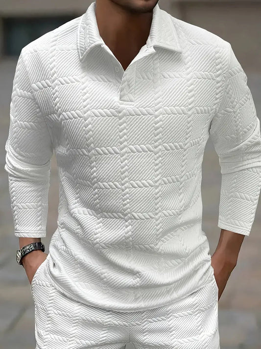 Brit & Boho™️ | Liam Casual Geometric Knit Polo Shirt Brit & Boho | Fashion & Boutique
